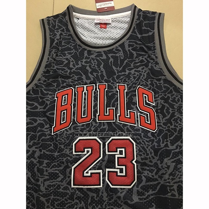 Camiseta Chicago Bulls Michael Jordan NO 23 Mitchell & Ness Negro2